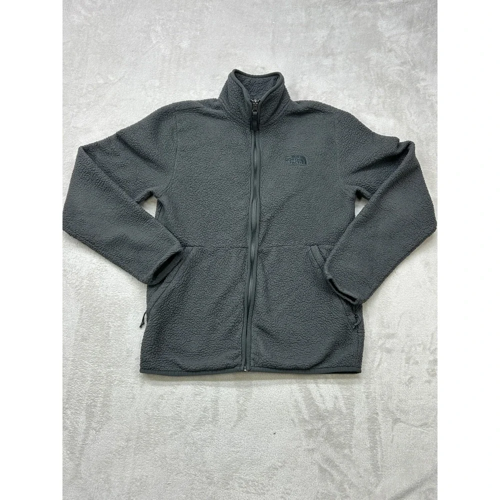 The North Face Fleece Jacket Mens Small Grey Sherpa Full Zip Mock Neck Light